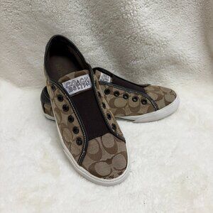 Womens Coach Bev Laceless Slip on Sneakers Brown Size 8B